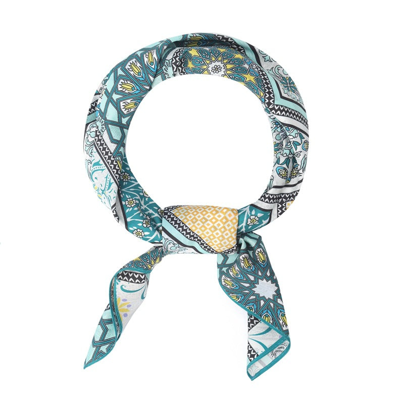 Blue & Turquoise Patchwork Square Scarf