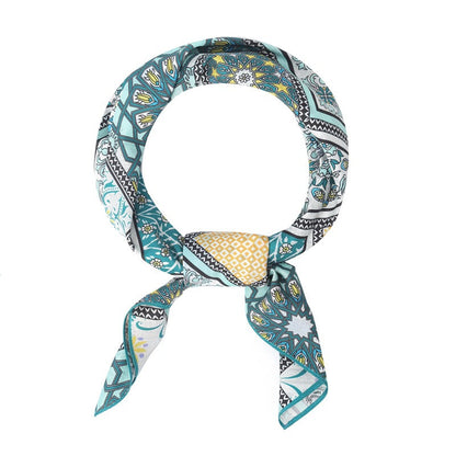 Blue & Turquoise Patchwork Square Scarf