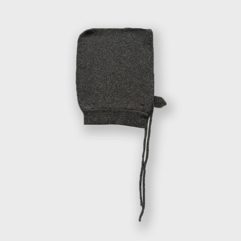 Knitted Wool Beanie with Drawstring for Women
