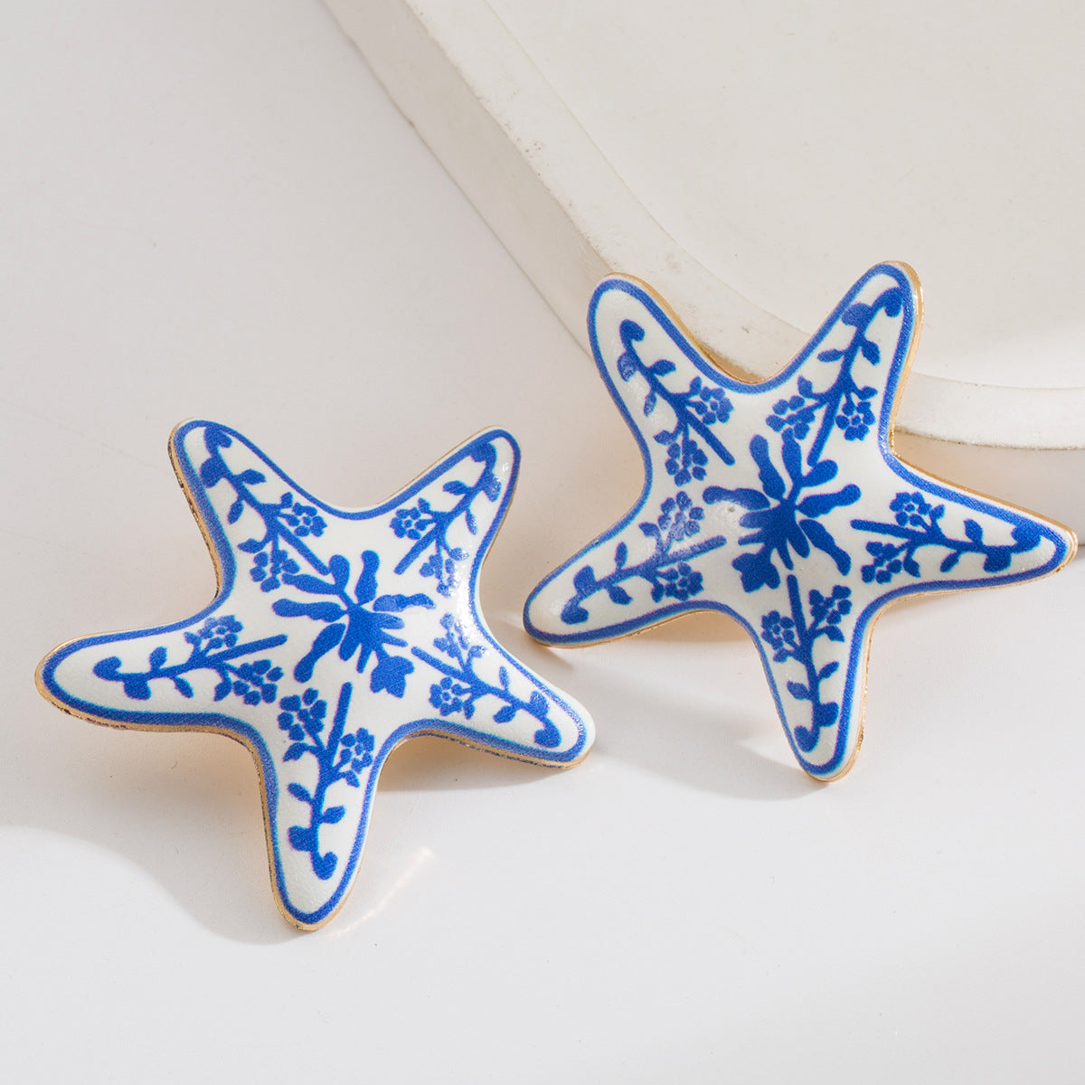 Marine Starfish Enamel Earrings Trendy Beach Vacation Style