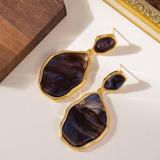 Geometric Leopard Print Drop Earrings Fashionable Alloy Jewelry