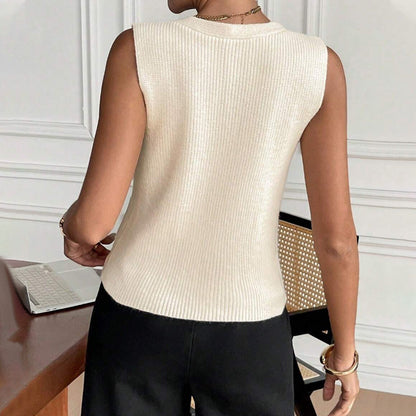Casual Solid Color V-Neck Knit Vest