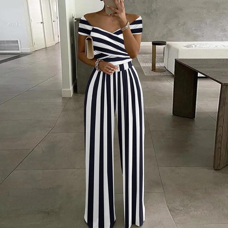 Elegant Off-Shoulder Floral Jumpsuit Stylish High-Waisted Pants