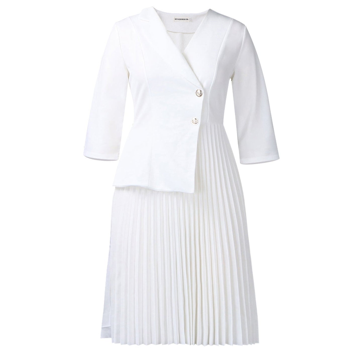 Elegant A-Line Dress With Suit Collar Made Of Polyester