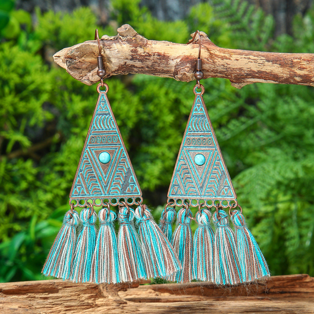 Bohemian Geometric Tassel Earrings Exotic Vacation Jewelry