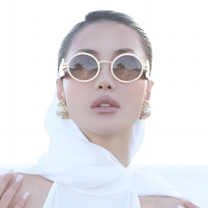 Trendy Oval Sunglasses With UV400 Protection