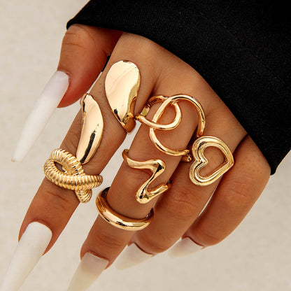 Trendy Vintage Statement Geometric Open Joint Ring Set