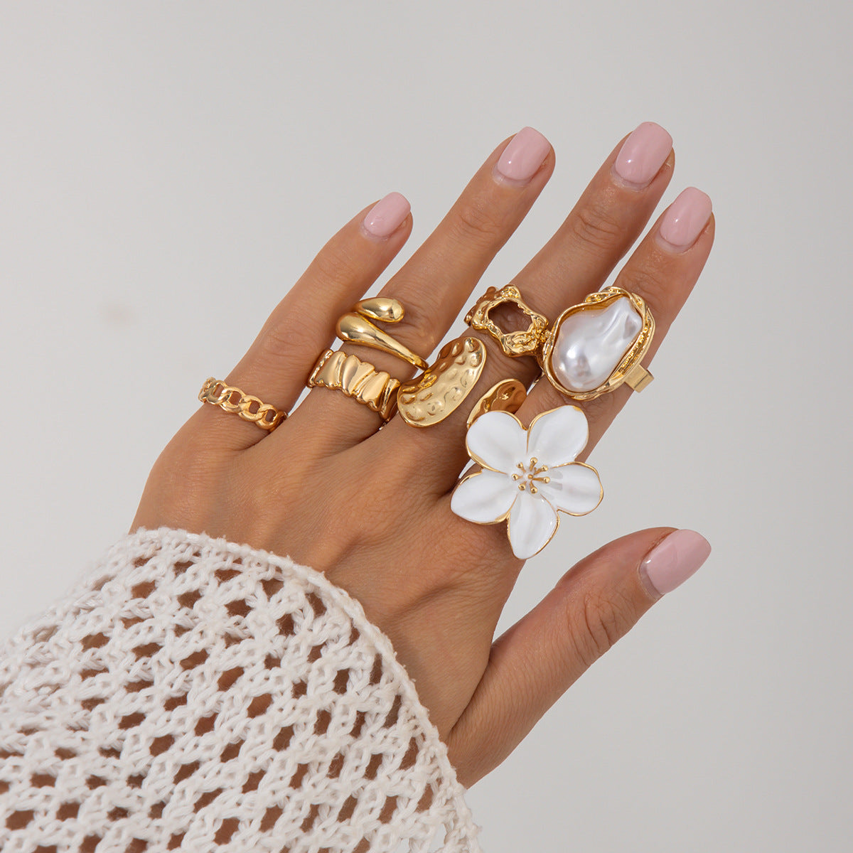 Baroque-Inspired Pearl And Gemstone Ring With Floral Design