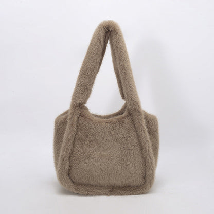 Retro Leopard Print Furry Tote Shoulder Bag