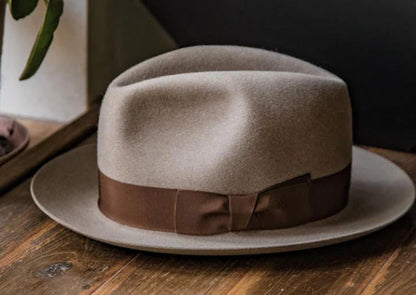 Stylish Wool Fedora Hat Classic British Wide-Brimmed Felt Hat