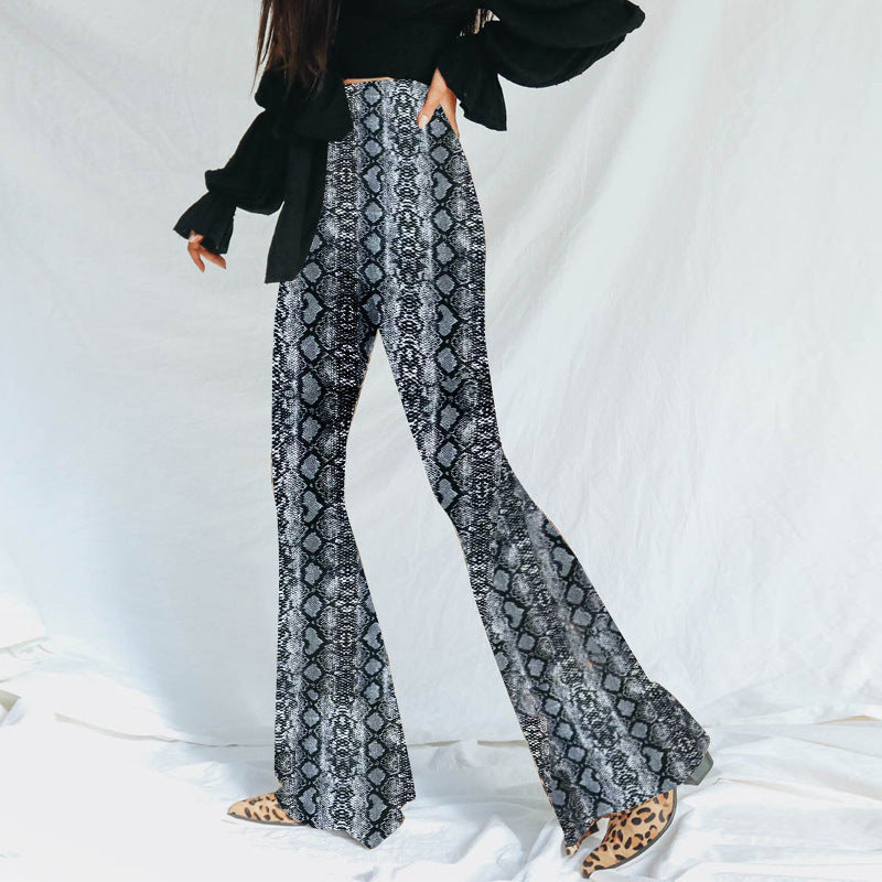 High-Waisted Leopard Print Flare Pants for Women