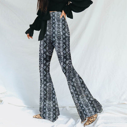 High-Waisted Leopard Print Flare Pants for Women
