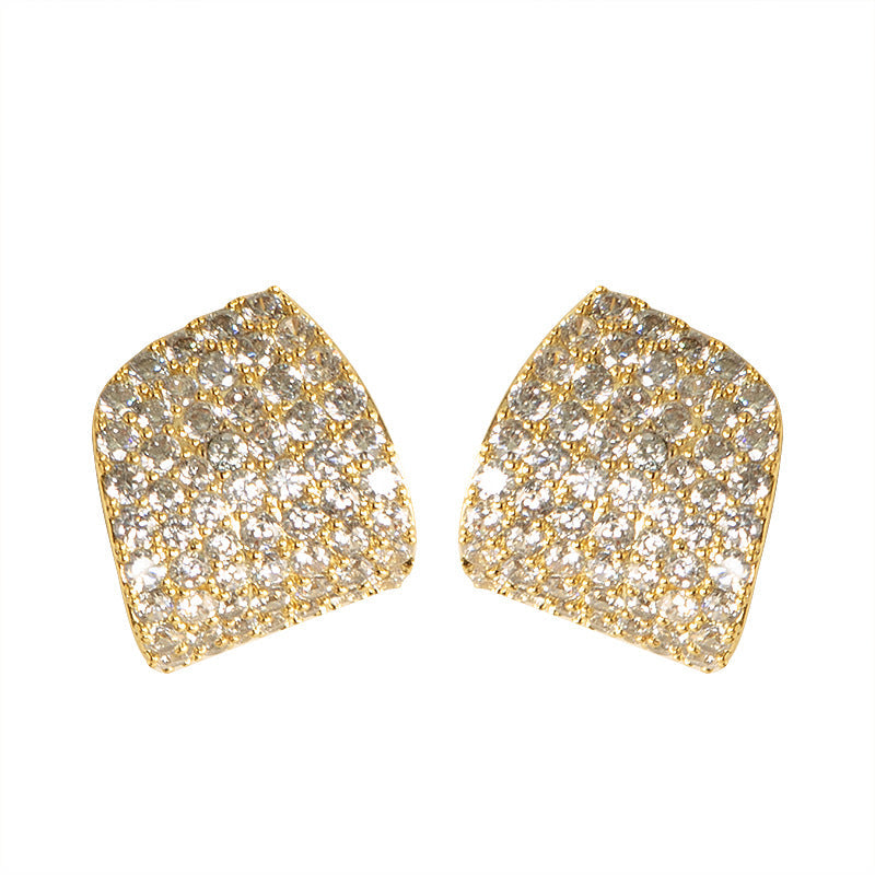 Geometric Zirconia Stud Earrings Elegant Women'S Fashion
