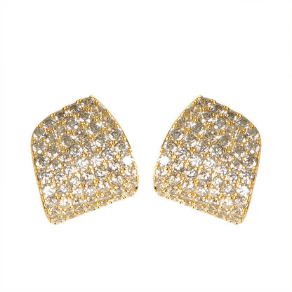 Geometric Zirconia Stud Earrings Elegant Women'S Fashion