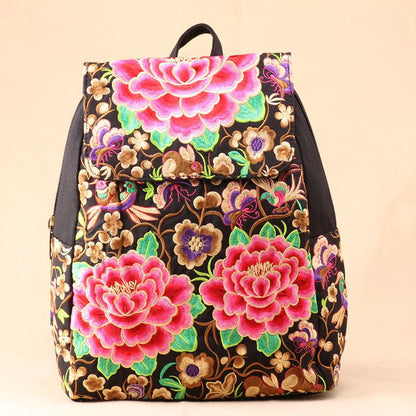 Ethnic Embroidered Backpack Ladies New Large-Capacity Canvas Travel Bag Fashion Backpack