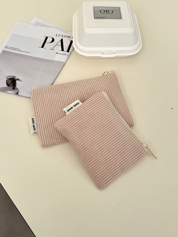 Corduroy Makeup Bag Mini Portable Storage Pouch