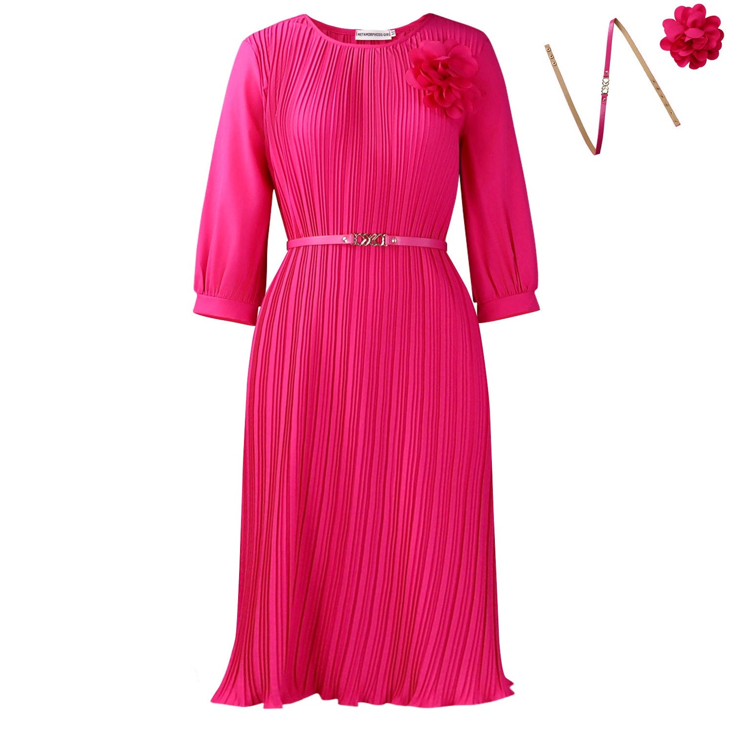 Elegant A-Line Midi Dress With Square Neckline And Ruffle Hem