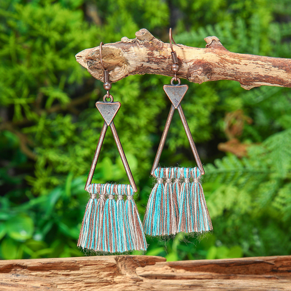 Bohemian Geometric Tassel Earrings Exotic Vacation Jewelry
