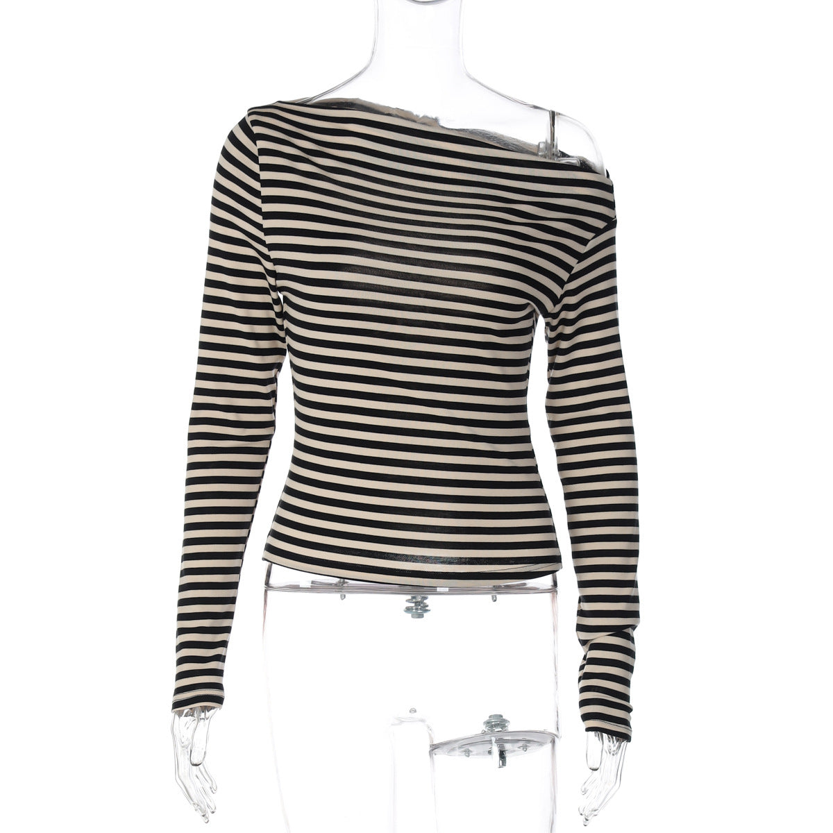 Color Block Striped Long Sleeve T-Shirt for Women
