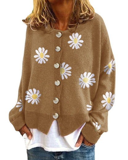 Autumn And Winter New Sweater Ladies Embroidered Knitted Cardigan Sweater
