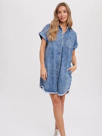 Casual Loose-Fit Denim Cardigan Dress
