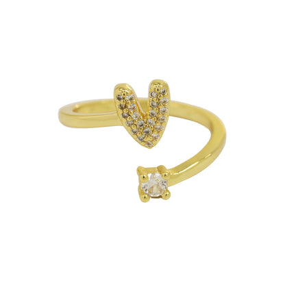 Letters AâZ Sparkling Zircon Adjustable Ring