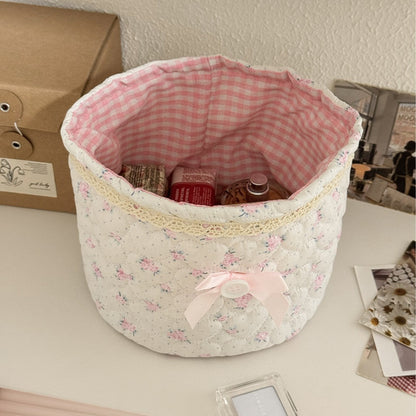 Sweetheart Lace Cylindrical Storage Basket Modern Minimalist Style
