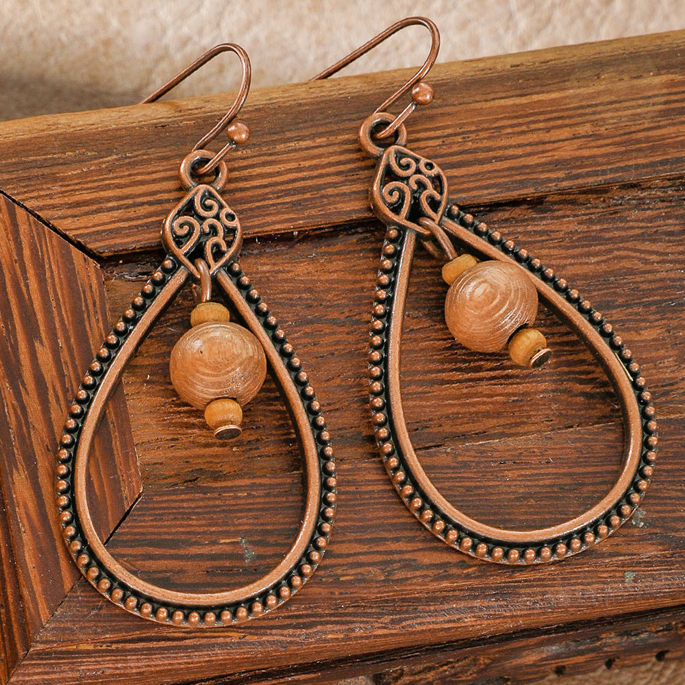 Bohemian Tassel Earrings Geometric Wood Beads Handmade Jewelry