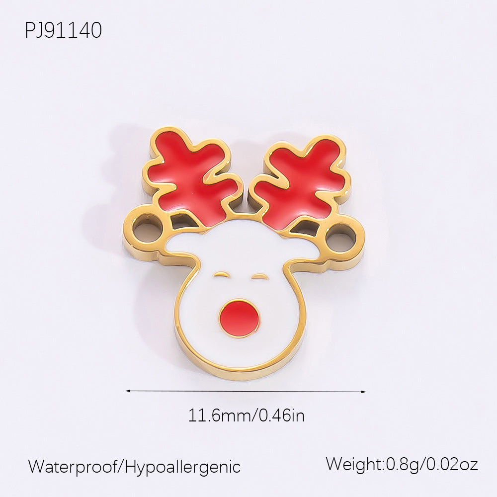 DIY Christmas-Themed 18K Gold-Plated Stainless Steel Pendant Accessories