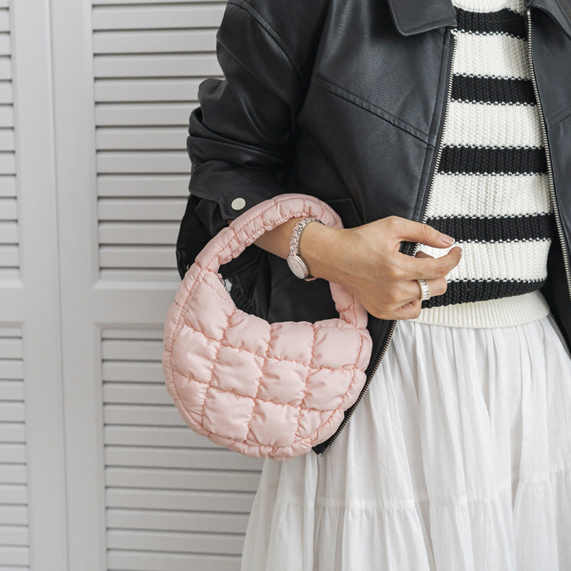 Mini Cloud Bag with Ruching Stylish Nylon Tote