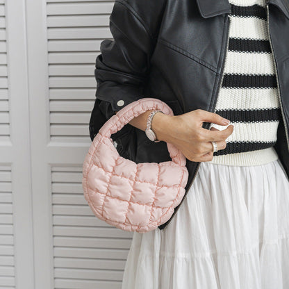Mini Cloud Bag with Ruching Stylish Nylon Tote