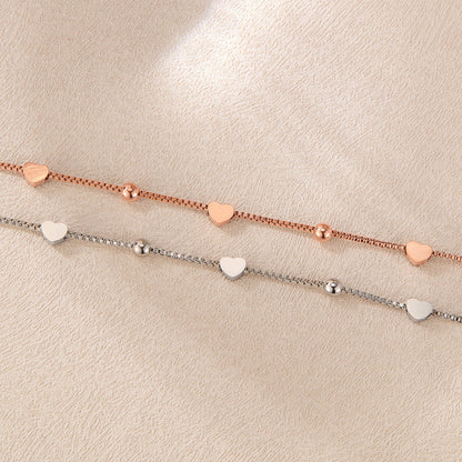 Minimalist Stainless Steel Heart Chain Bracelet