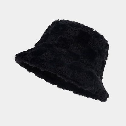 Winter Fuzzy Trendy Plaid Thick Warm Bucket Hat