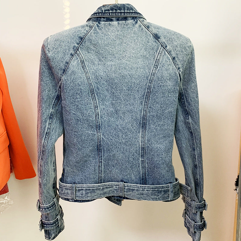 Lion Button Slim Fit Motorcycle Jacket