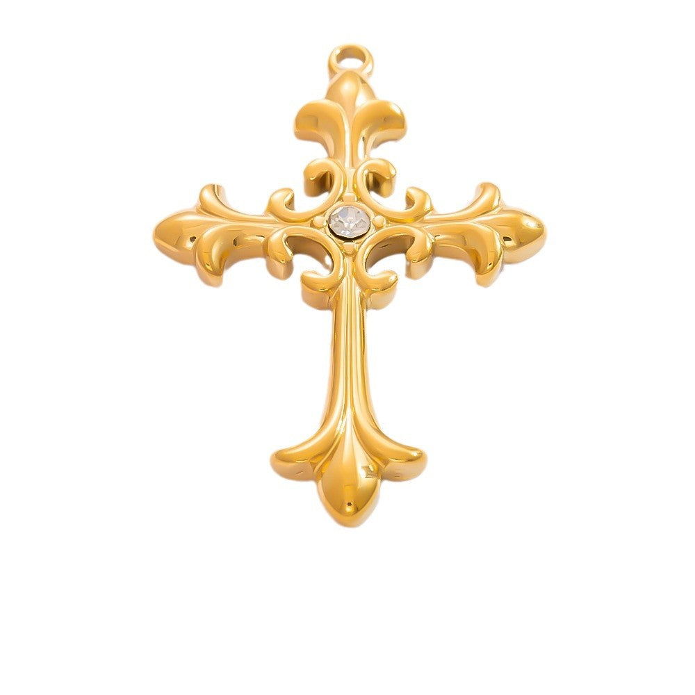 Cross Pendant Accessories DIY Jewelry Stainless Steel 18K Gold Bracelet Necklace