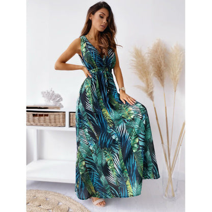 Spring New Skirt Stylish Slim Fit Backless Print Dress