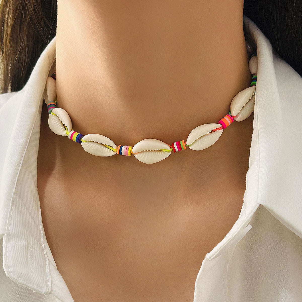 Bohemian Shell Bead Necklace With Starfish And Palm Tree Accents