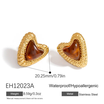 Heart Shaped Stainless Steel Earrings Trendy Minimalist Design