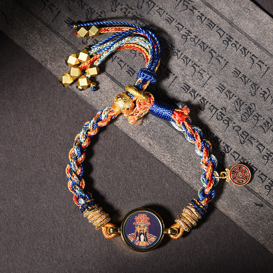 Hand-Woven Tibetan Famous Style Zakiram Thangka God Of Wealth Hand Rope Men'S And Women'S Bracelets Retro