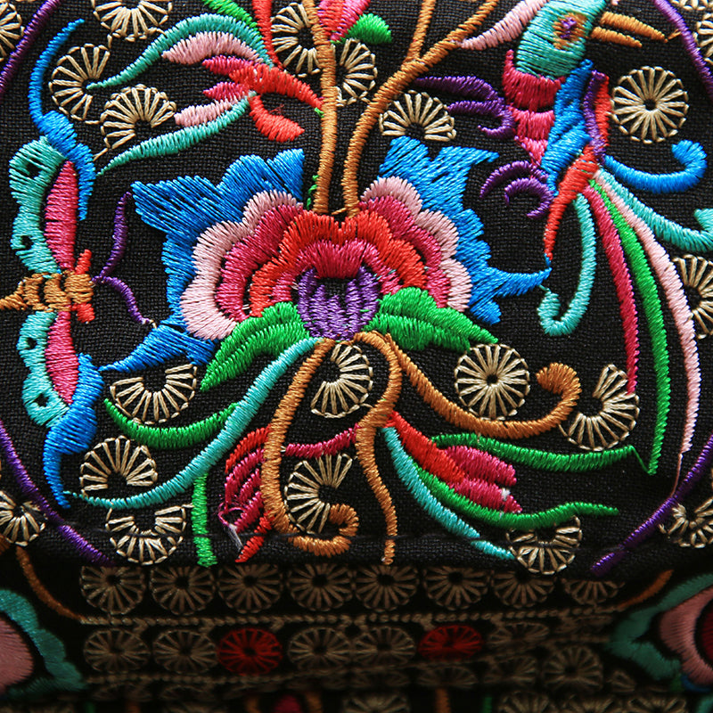 Tibetan Style Hand-Embroidered Small Square Bag Casual Canvas Ladies Bag