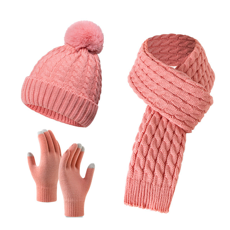 Warm Knit Beanie Scarf Gloves Set