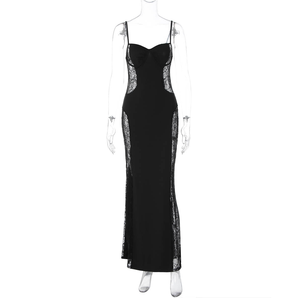Slim Fit Lace Overlay Midi Dress