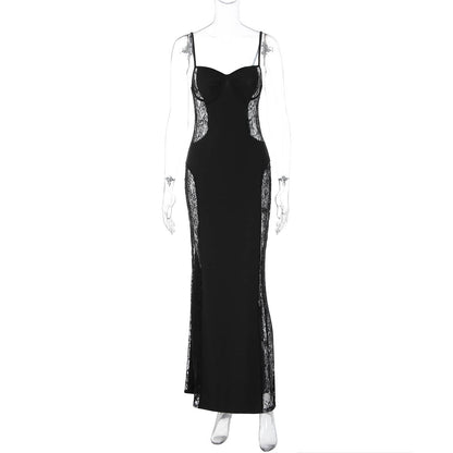 Slim Fit Lace Overlay Midi Dress