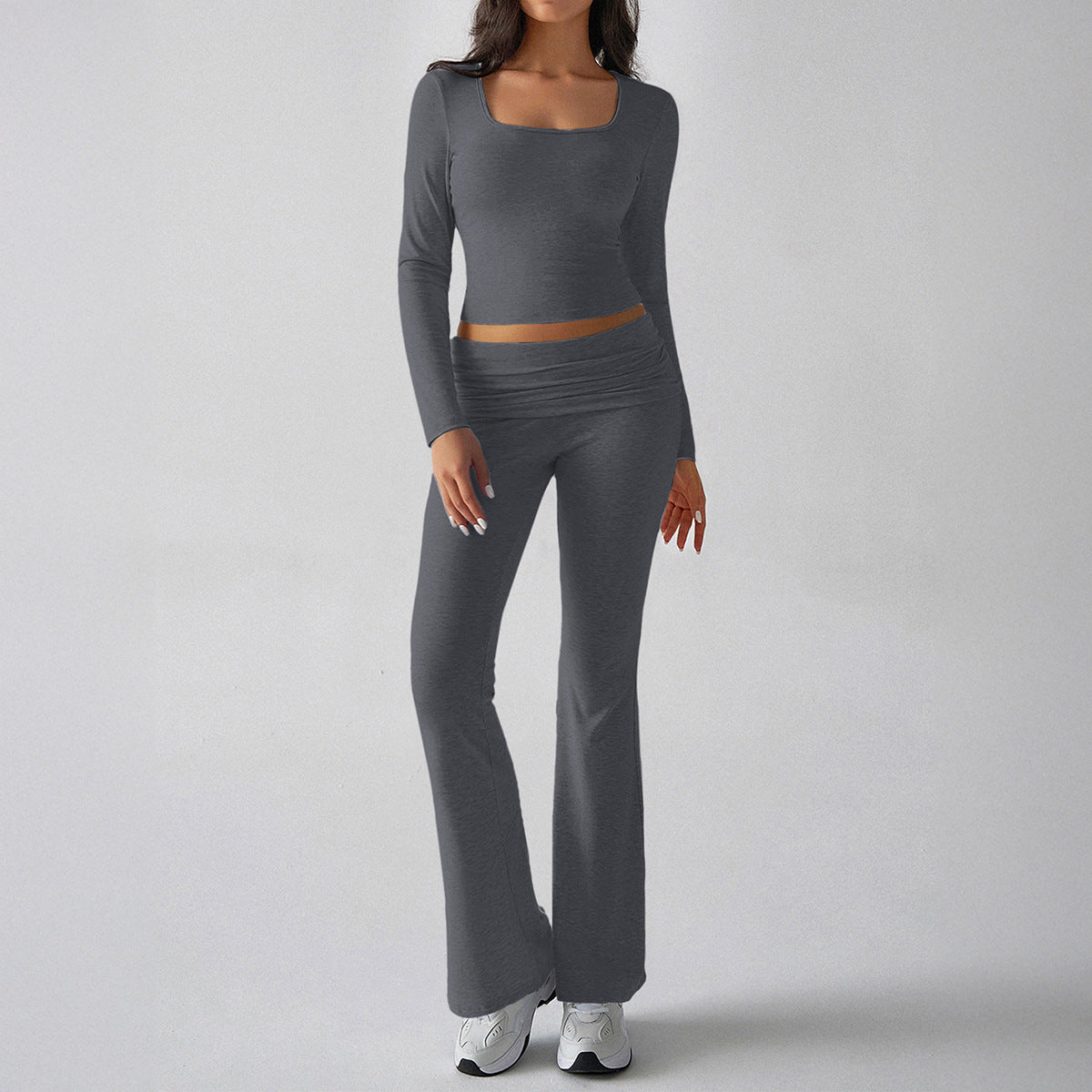 Casual Knit Long Sleeve Top and Pants Set