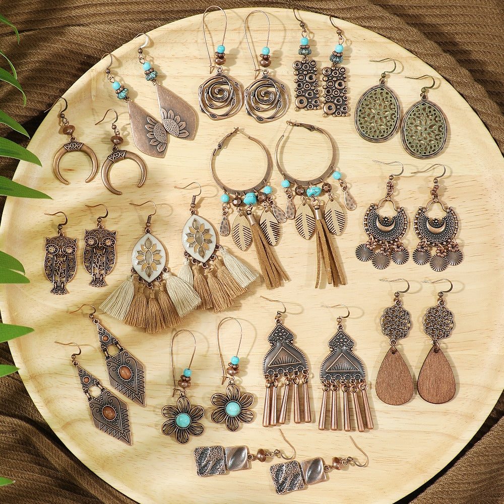 Bohemian Style Vintage Owl Earrings Zinc Alloy Jewelry