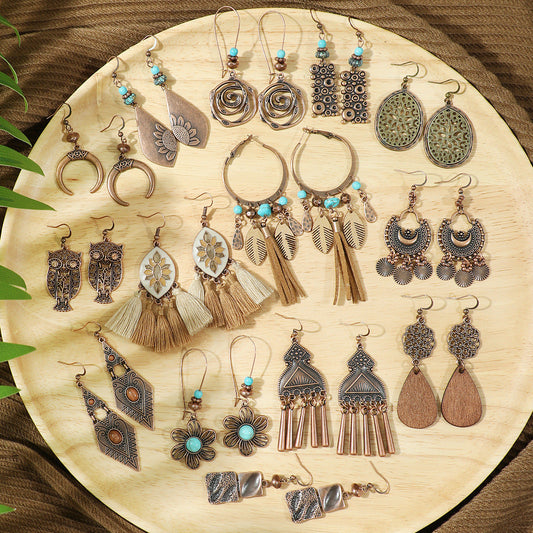 Bohemian Style Vintage Owl Earrings Zinc Alloy Jewelry