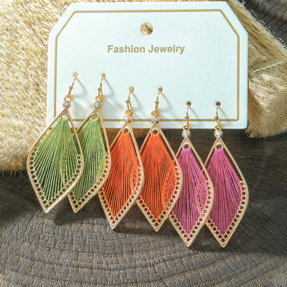 Geometric Alloy Earrings With Tassels Elegant Vintage Style