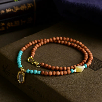 Zakiram Clavicle Chain Necklace Paired With Natural Beeswax Magnesite