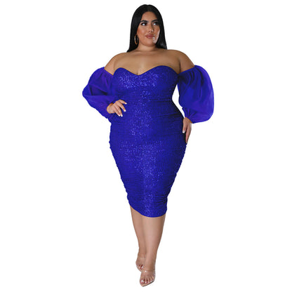 Sexy Sequin Bodycon Dress With Sheer Mesh