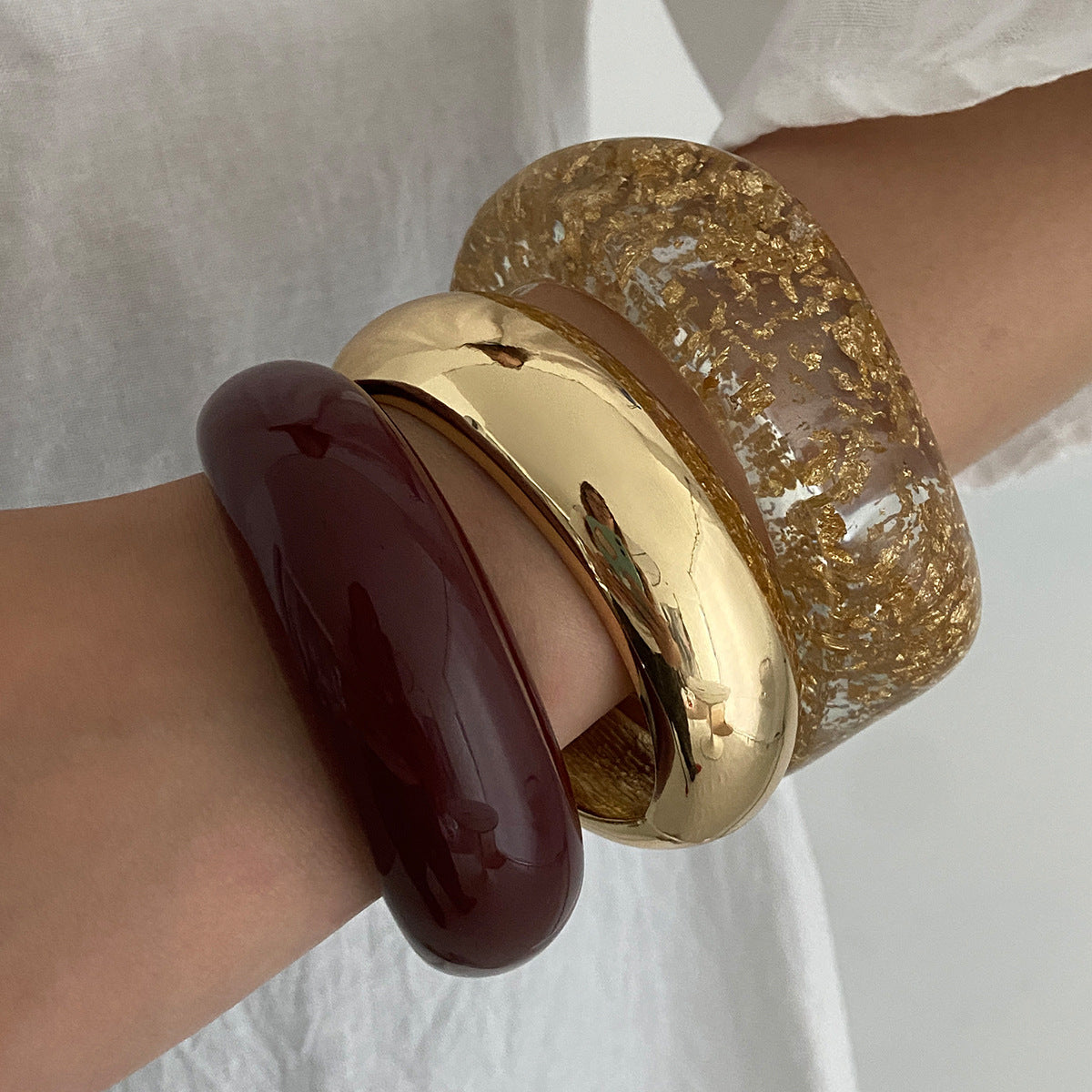 Geometric Transparent Bangle Bracelet for Women